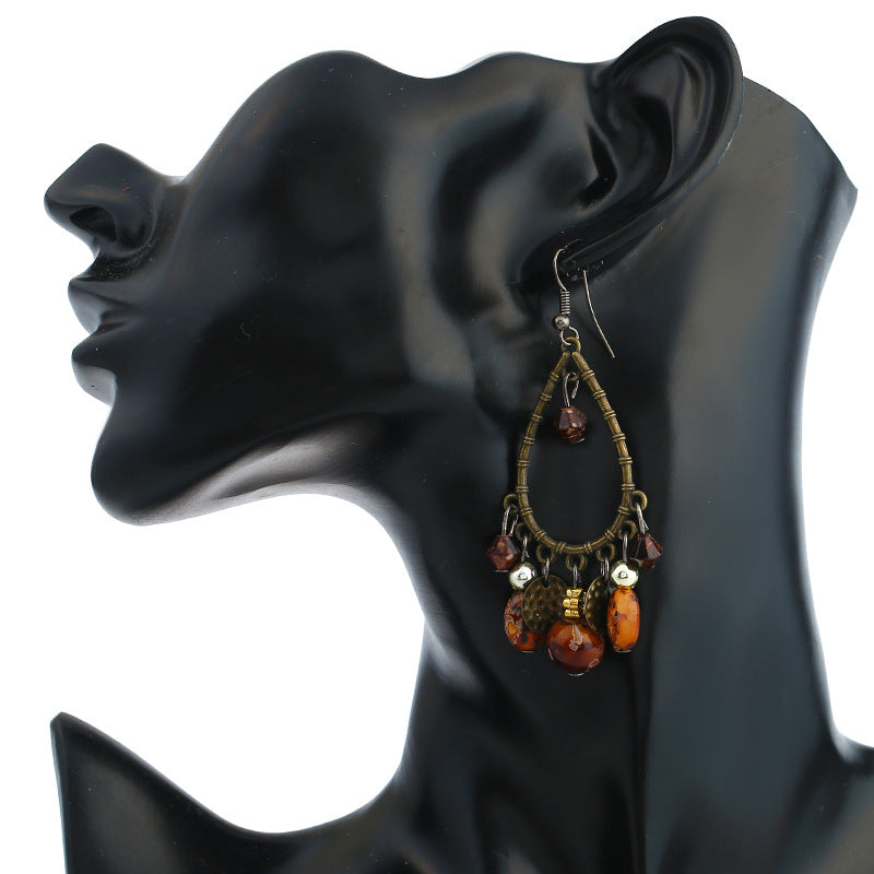 Wholesale Vintage Beaded Tassel Alloy Earrings